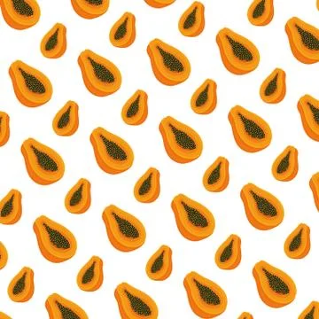 Papaya fresh fruit pattern background 스톡 일러스트