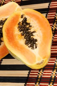 Papaya fruit close-up Stock Photos