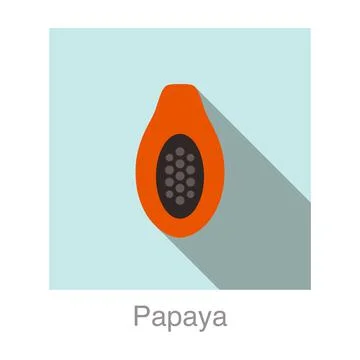 Papaya fruit flat icon, vector illustration Illustrazione stock