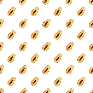 Papaya fruit tropical seamless pattern on white background Stock Illustration
