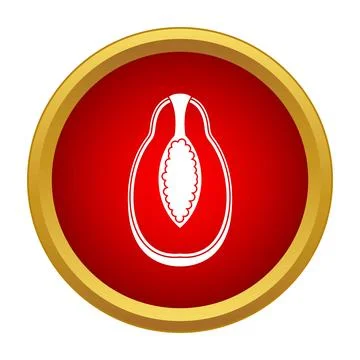 Papaya half fruit icon design on red button Stock Illustration