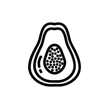 Papaya outlined icon. Vector fruit logo isolated on white background. Vegetar Stock Illustration