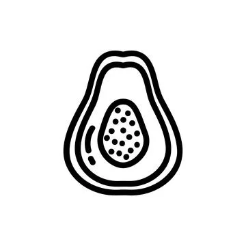Papaya outlined icon. Vector fruit logo isolated on white background. Vegetar Stock Illustration