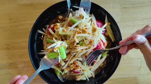 Papaya Salad Stock Footage 158976760