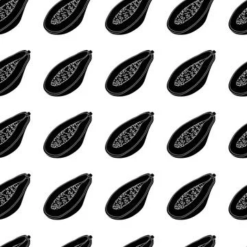 Papaya simple seamless pattern on white background. Stock Illustration