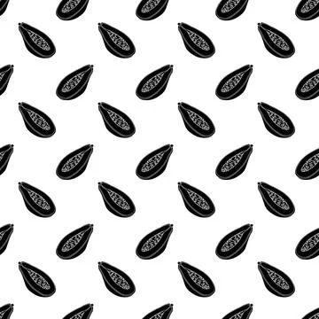 Papaya simple seamless pattern on white background. Stock Illustration