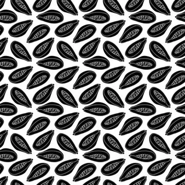 Papaya simple seamless pattern on white background. Stock Illustration