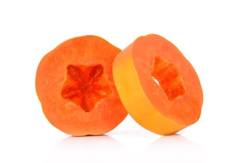Papaya Slice on white background Stock Photos