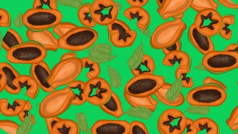 Papaya Texture eamless pattern on white background Stock Footage 303947449