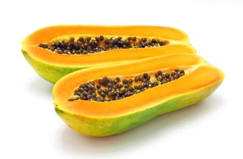 Papaya on white background. Stock Photos