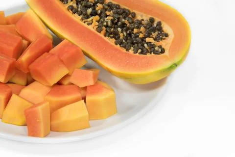Papaya on white background Stock Photos