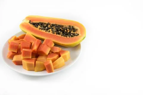 Papaya on white background Stock Photos