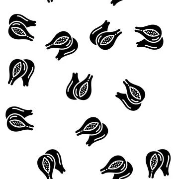 Papayas fruit glyph vector seamless pattern Illustrazione stock