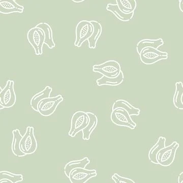 Papayas fruit line vector seamless pattern Stockillustratie