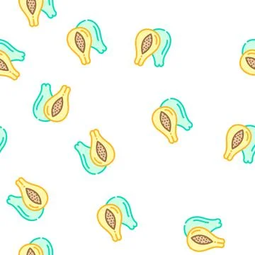 Papayas fruit vector seamless pattern Stock Illustration