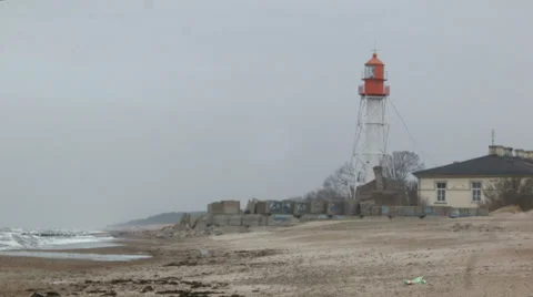 Pape Lighthouse - Liepāja Stock Footage 35504943