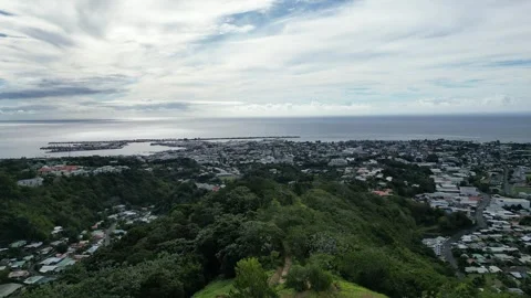 Papeete and Moorea viewed from Mount Aorai in Tahiti french polynesia Stock Footage 253170913