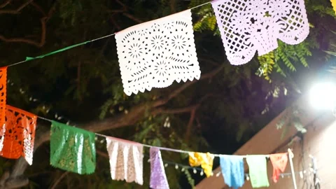Papel picado garland, paper tissue perfo… | Stock Video | Pond5