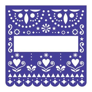 Papel Picado template vector design, Mexican decoration Stock Illustration