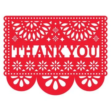 Papel Picado vector design - Thank you card, Mexican pattern Stock Illustration