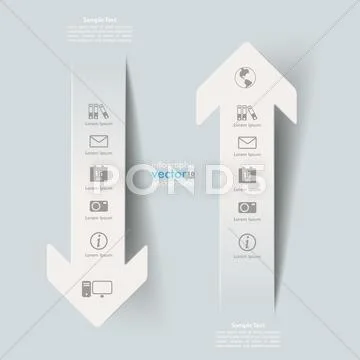 Paper 2 arrows upload download Stock Illustration