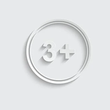 Paper 3 plus icon. black vector 3 + plus sign Stock Illustration