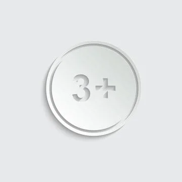 Paper 3 plus icon. black vector 3 + plus sign Stock Illustration