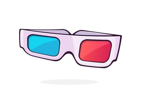 Paper 3d glasses front view. Stereo retro glasses for three-dimensional cinema Stock Illustration