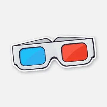 Paper 3d glasses front view. Stereo retro glasses Stock Illustration