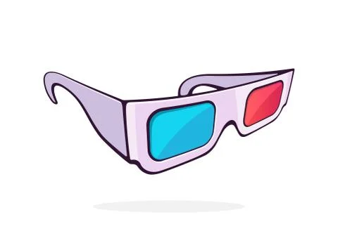 Paper 3d glasses isometric view. Stereo retro glasses for cinema Stock Illustration