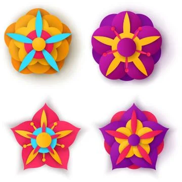 Paper abstract flower. Four items. Stock Illustration