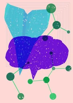 Paper Airplane and speech bubble with colorful geometric shapes. Object in .. Stock Illustration
