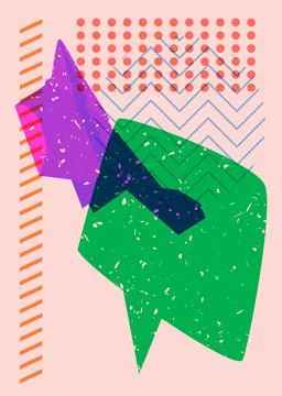 Paper Airplane and speech bubble with colorful geometric shapes. Object in .. イラスト素材