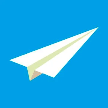Paper airplane on blue background Stock Illustration