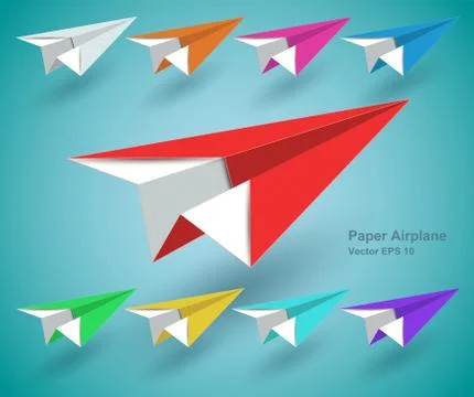 Paper airplane colourful icon - vector EPS10 Stock Illustration