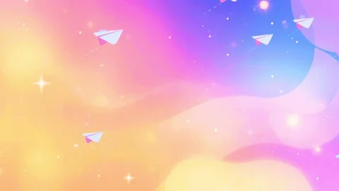 Paper Airplane Dreams: Soaring Through a Pastel Sky in a Whimsical Abstract Ani Stock Footage 306505462