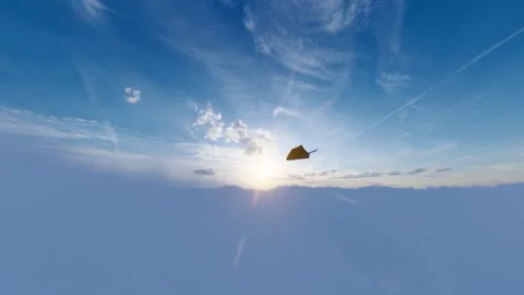 Paper airplane flies through the clouds to welcome a better tomorrow Stock-Footage 305014690