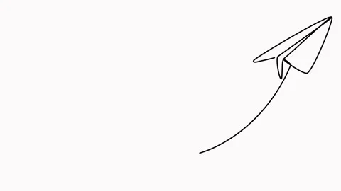 Paper airplane flight continuous line drawing animated video. Stock Footage 302091325