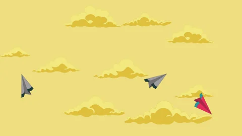 Paper Airplane Flying Against Clouds Stock Footage 310042476
