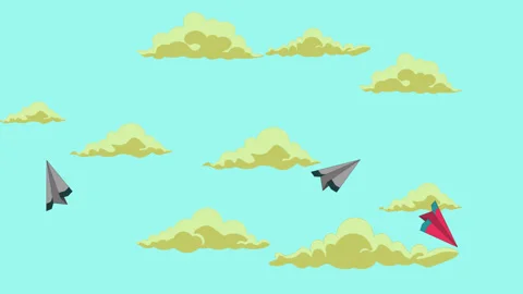 Paper Airplane Flying Against Clouds Stock Footage 310042478