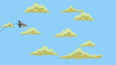Paper Airplane Flying Against Clouds Stock Footage 310042732