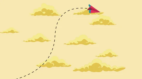 Paper Airplane Flying Against Clouds Stock Footage 310042956