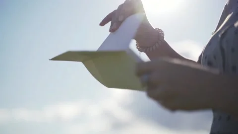 Paper airplane Video stock 134251542
