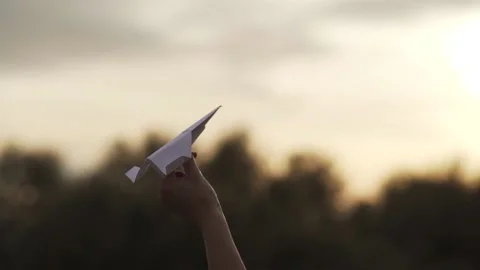 A paper airplane Video stock 142520456