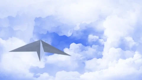 Paper Airplane Forward Through the Clouds 4K Loop Stock Footage 296504154