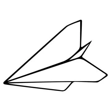 Paper airplane hand drawn vector on a white background. Childhood concept. Stock Illustration