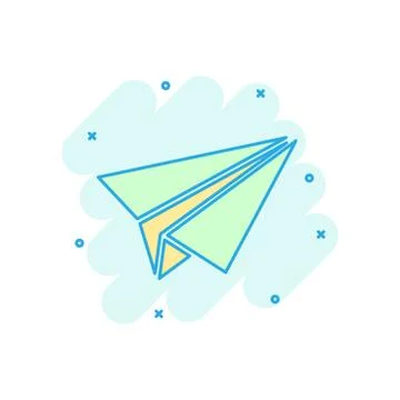 Paper airplane icon in comic style. Plane vector cartoon illustration on whit Stock-Illustration