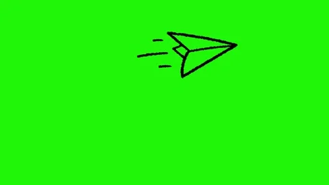 Paper airplane looping animation on green background Stock Footage 340269855