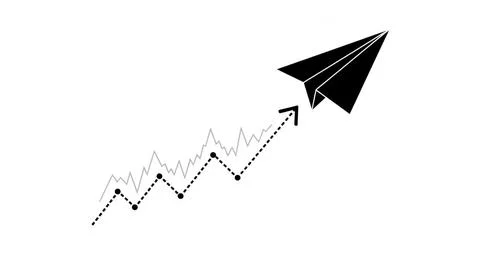 Paper airplane over graph Stock Illustration