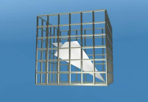 Paper airplane prison jail blocking telegram 3d illustration Stock Illustration